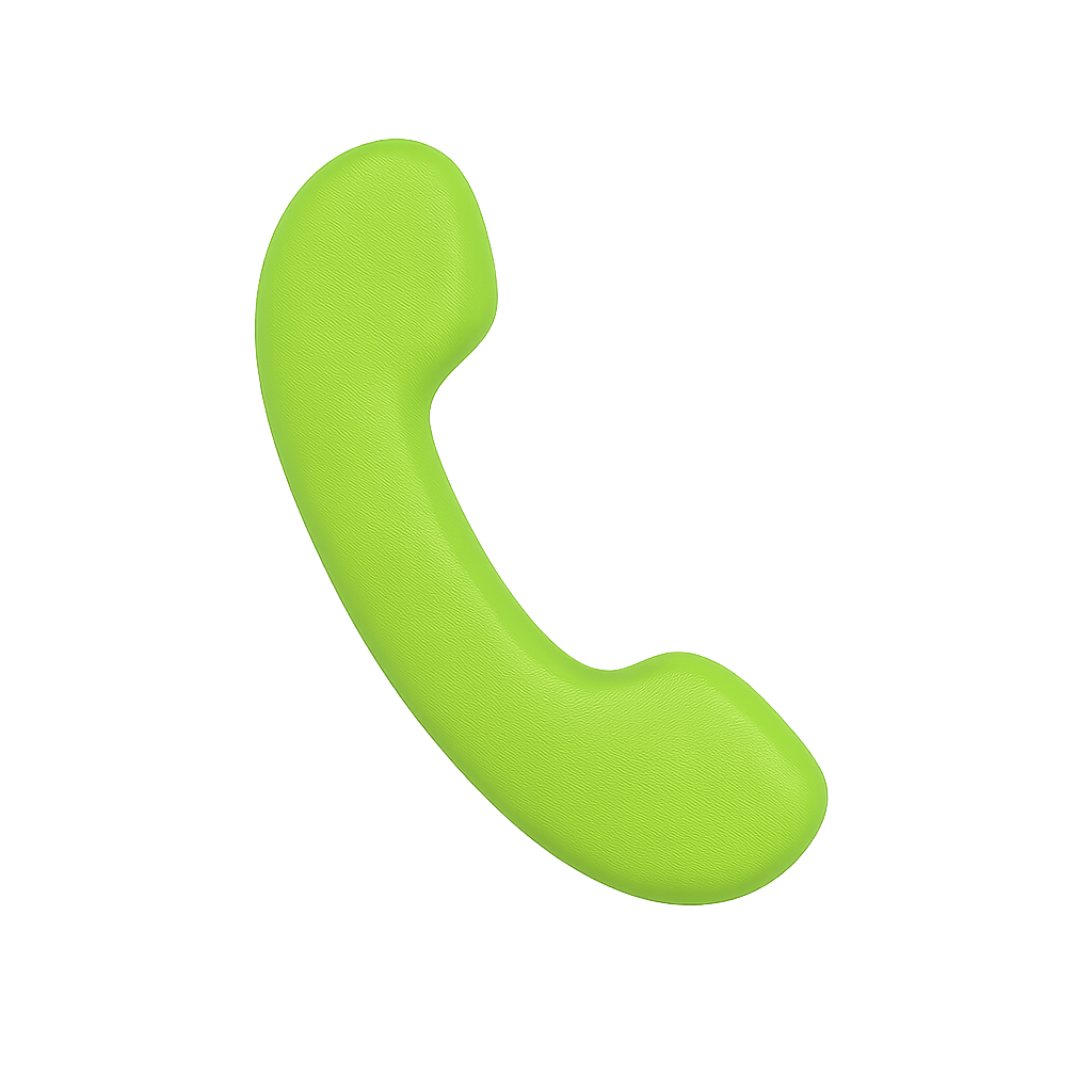 Auricular de teléfono verde sobre fondo blanco