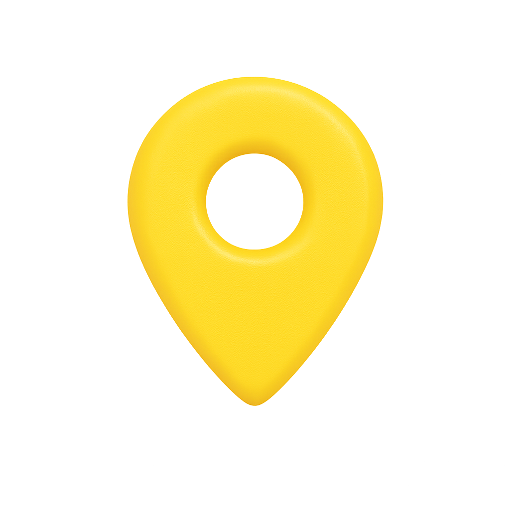 Icono amarillo de una ubicación brillante con forma de pin